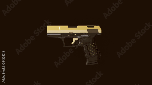 Gold an Black Modern Hand Gun 3d Illustration 3d Rendering