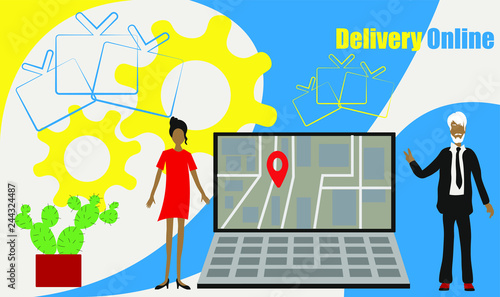Deliveri online servis vector illustration concept, people,solve, can be used for, landing page, template, ui, web, mobile app, poster, banner, flyer.