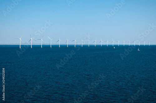 Offshore Wind Farm in the Sea near Copenhagen
