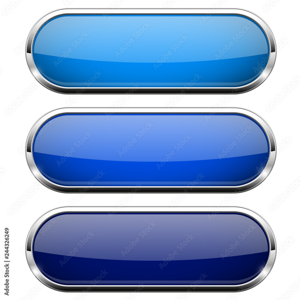 Blue oval web buttons. With metal frame Blue oval web buttons. With metal frame