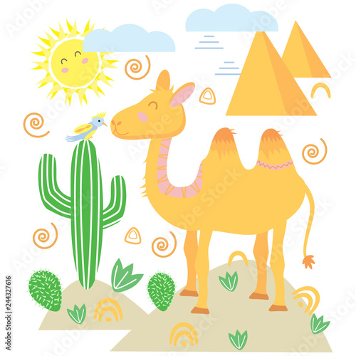 camel in Scandinavian style - vector illustration, eps