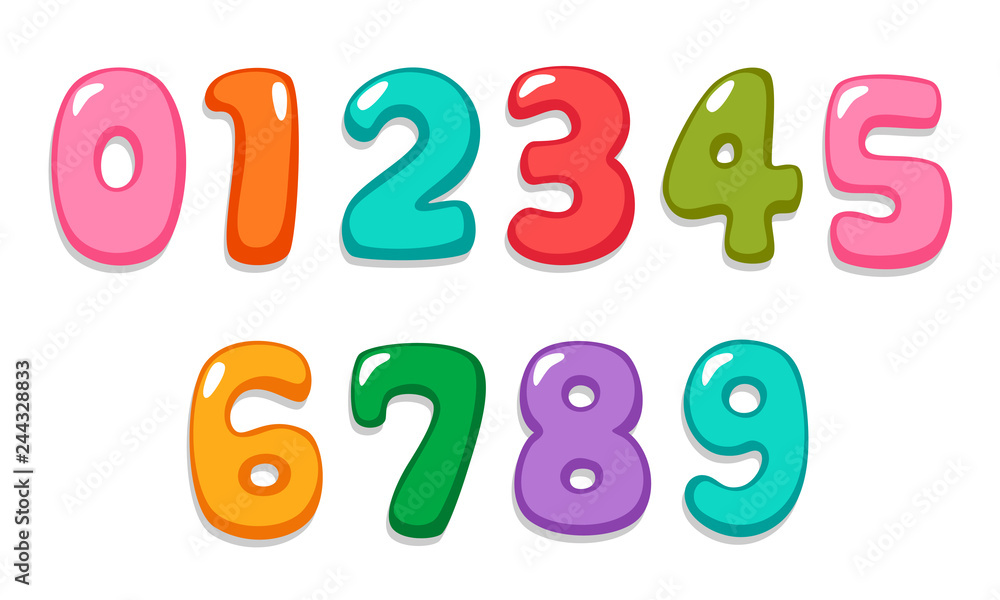 Candy color kid font numbers Candy color kid font numbers