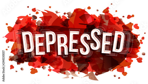 Depressed word, vector creative illustration.