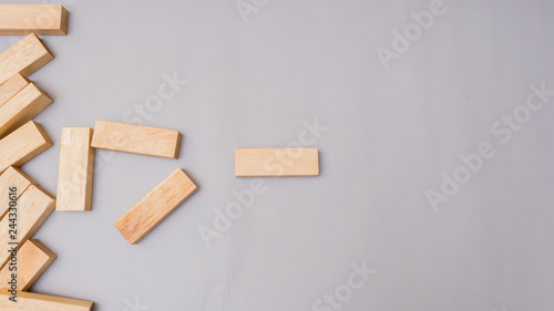win letter on wood block topview business concept on gray background