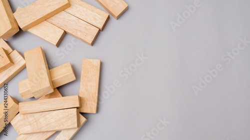 Fototapeta Naklejka Na Ścianę i Meble -  wood block game on gray background copy space