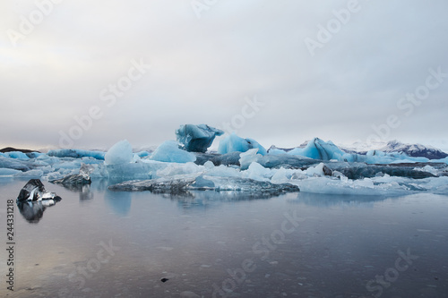 reflection of blue ice at jokulsarlon  iceland