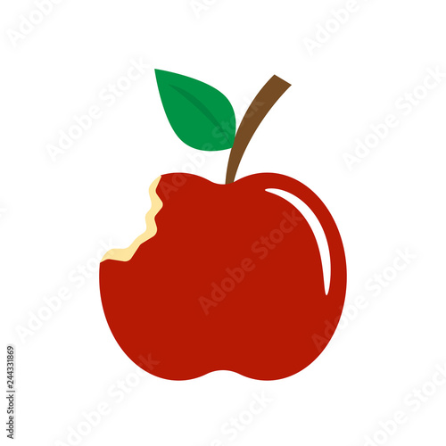 Red bitten apple isolated on white background