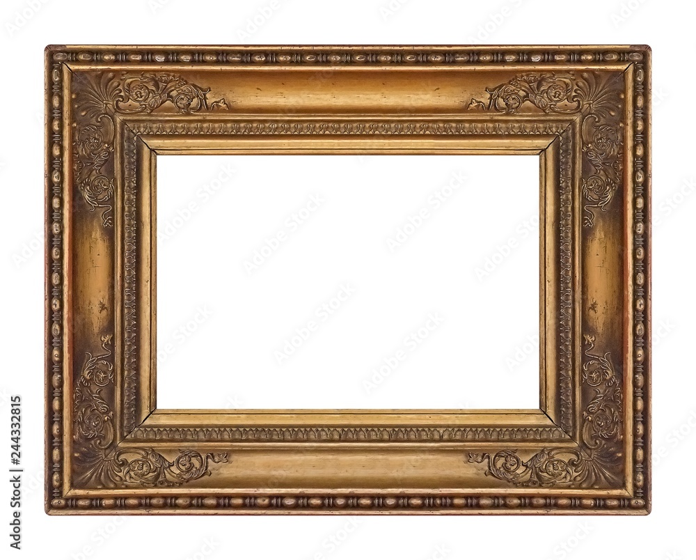 Golden frame for paintings, mirrors or photo isolated on white background Golden frame for paintings, mirrors or photo isolated on white background