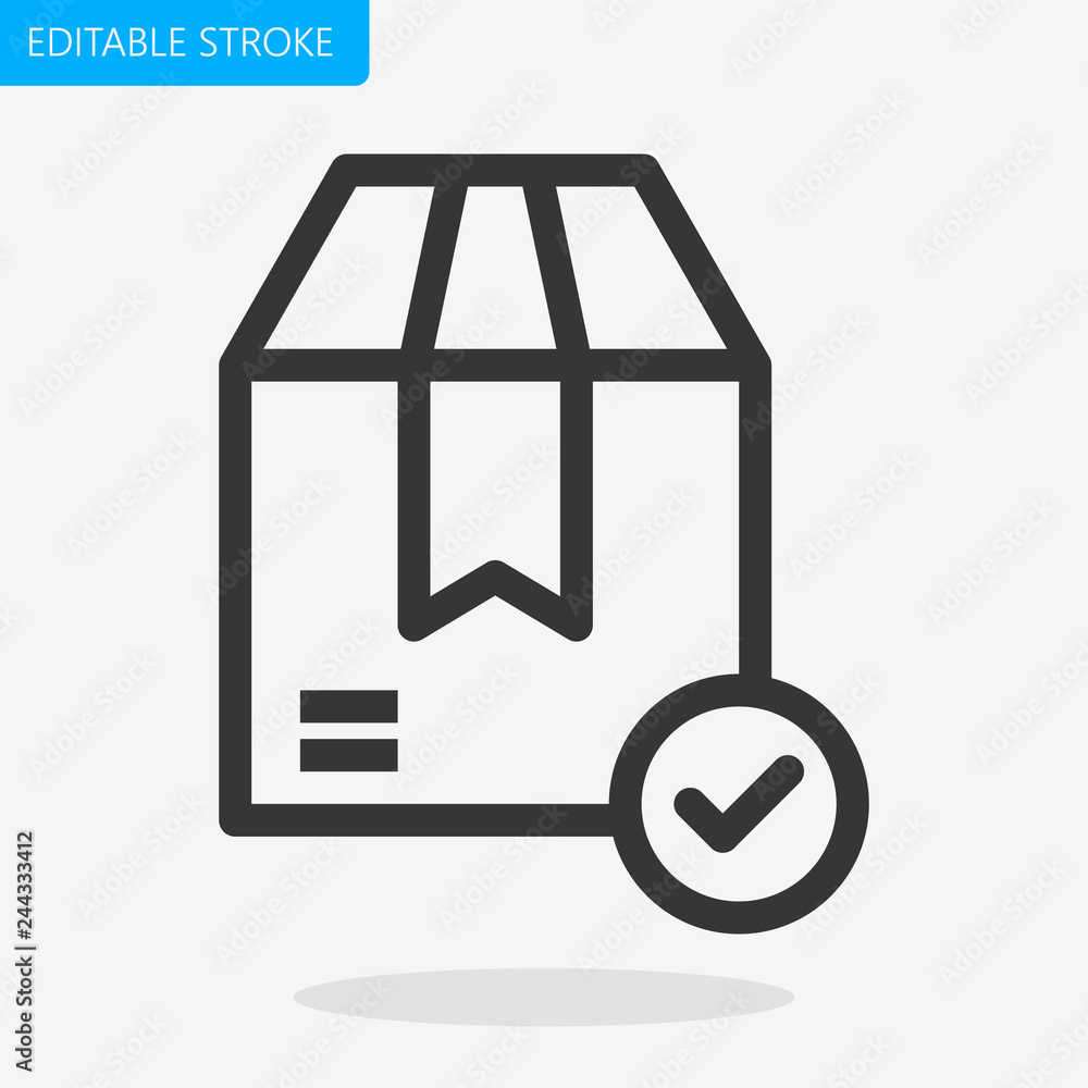 Delivery box ok Icon Vector Editable stroke Delivery box ok Icon Vector Editable stroke