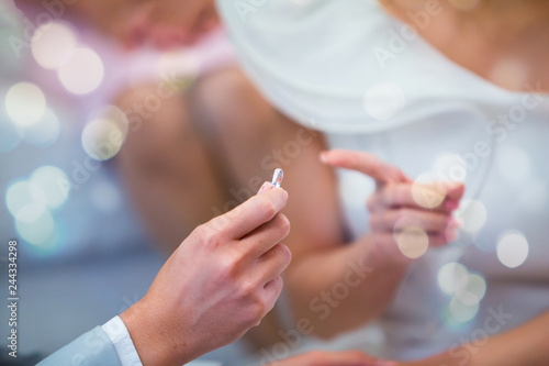 Closeup photo of get marry with a Beautiful Wedding Ring