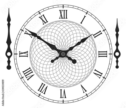 Vector vintage clock with arrows. on white. Illustration clip-art
