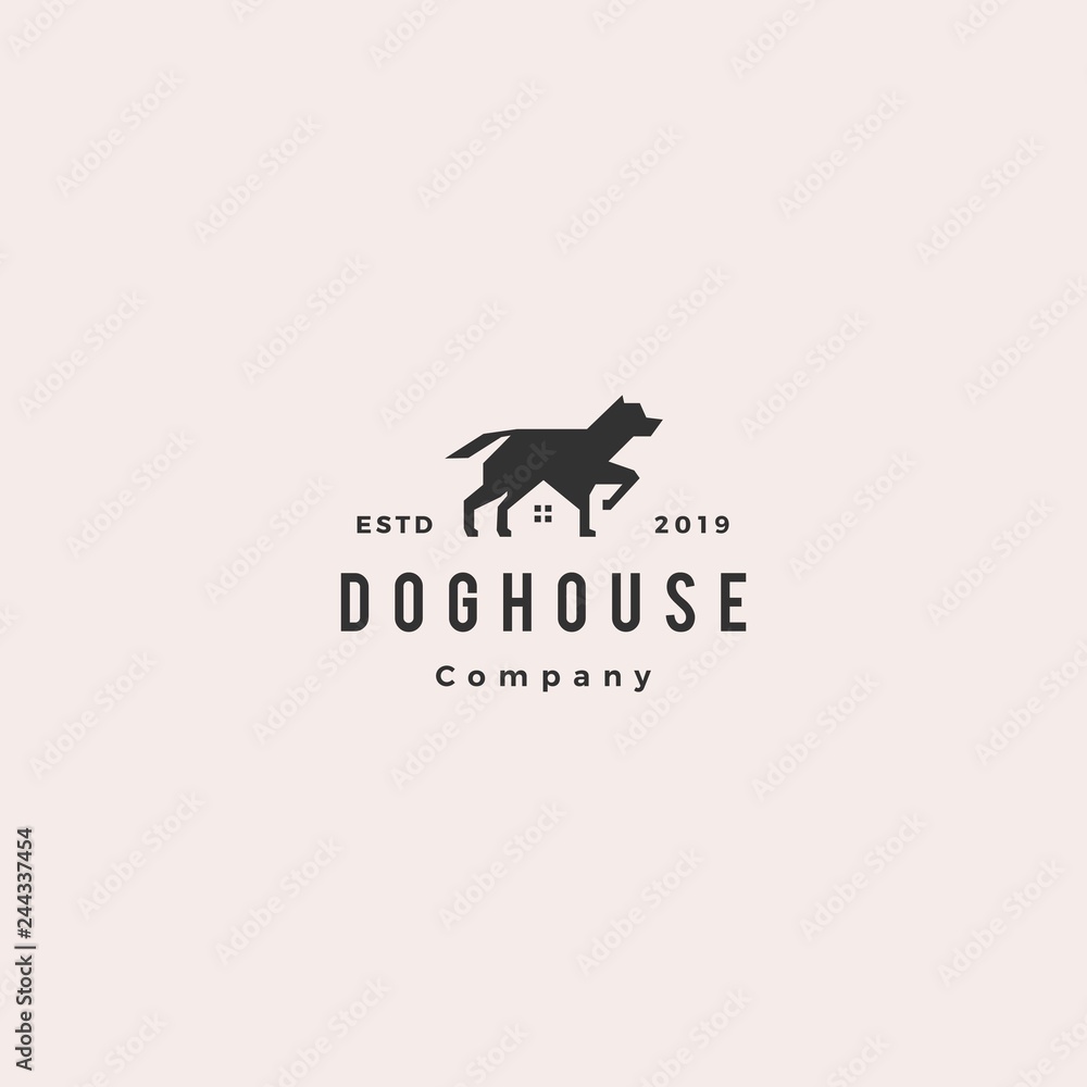 dog house pet home logo hipster retro vintage vector icon illustration