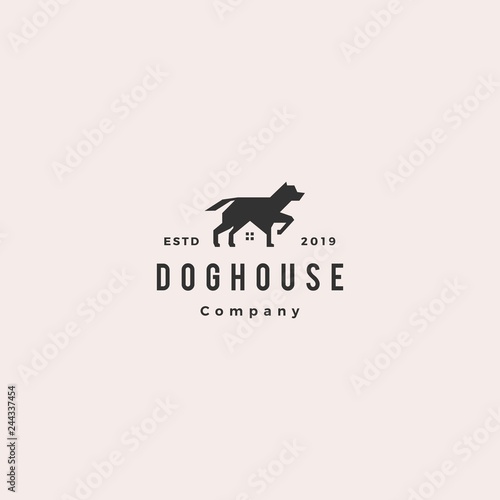 dog house pet home logo hipster retro vintage vector icon illustration