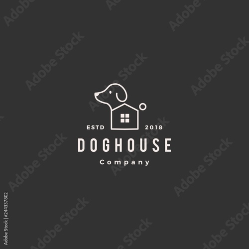 dog house pet home logo hipster retro vintage vector icon illustration