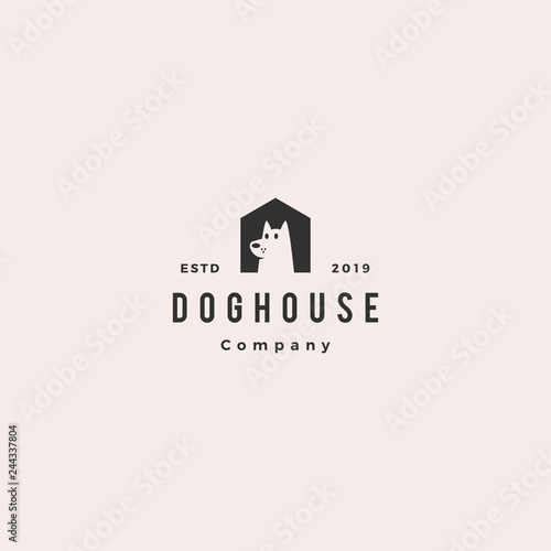 dog house pet home logo hipster retro vintage vector icon illustration