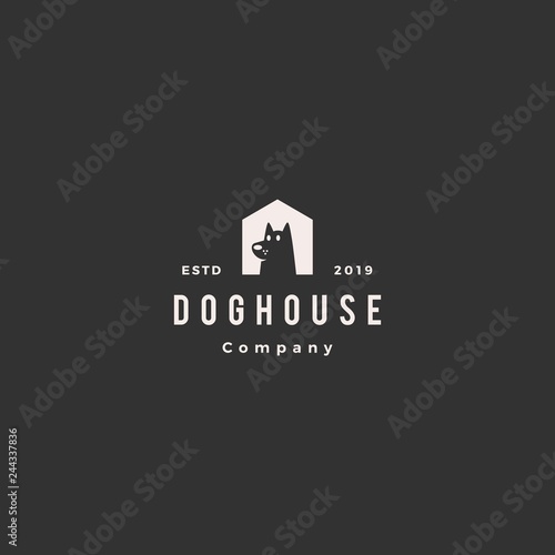 dog house pet home logo hipster retro vintage vector icon illustration