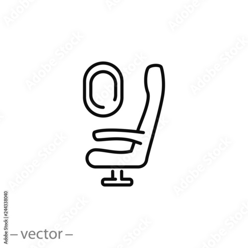 seat airplane icon, aircraft flight linear sign on white background - vector illustration eps10