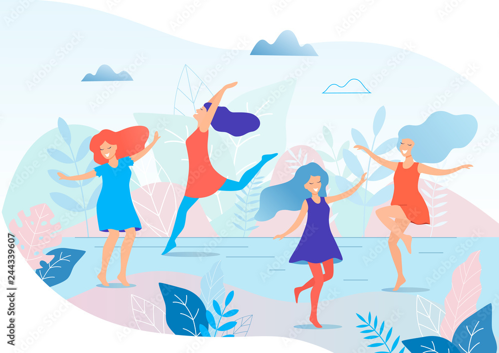 Dancing women vector illustration. Dancing women vector illustration.
