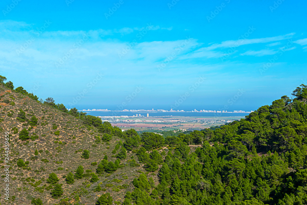 View of La Manga from the mountain. Portman, Murcia, Spain.