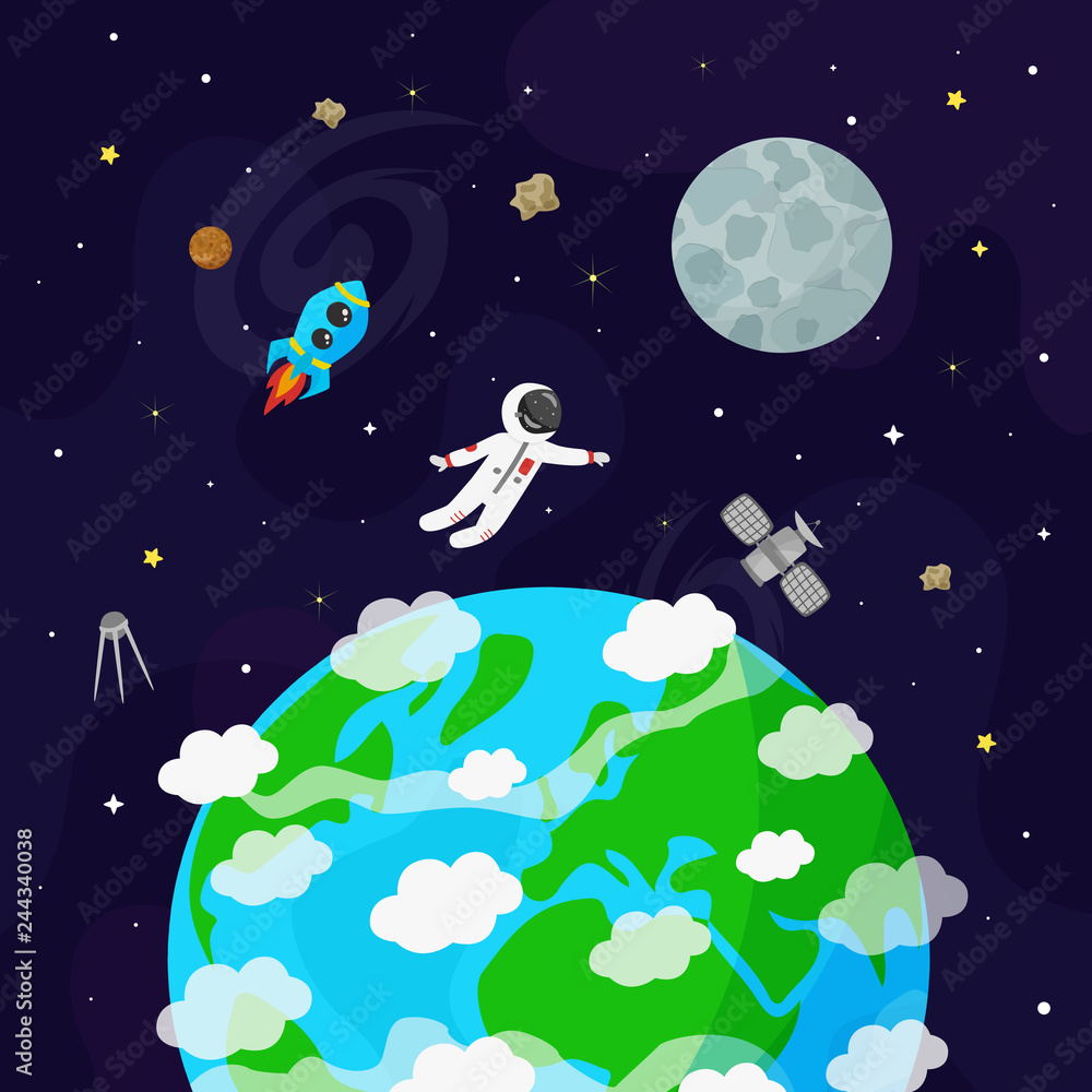 Vector illustration of Earth planet. Kids illustration. Vector illustration of Earth planet. Kids illustration.