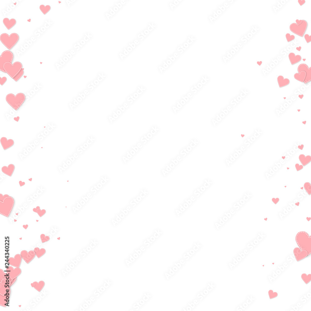 Pink heart love confettis. Valentine's day borders