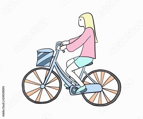 Fototapeta Naklejka Na Ścianę i Meble -  woman riding bicycle isolated on white background
