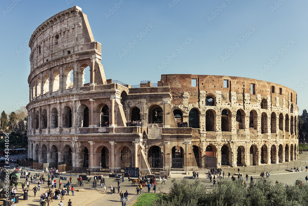 Amazing view of ancient amphitheater of Colosseum, Rome, Italy