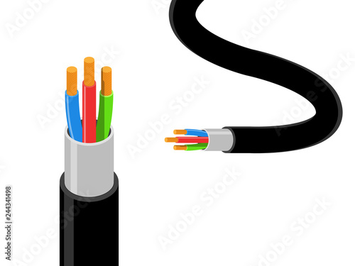Electrical cables. Set with varieties of electric wire illustration vector icon
