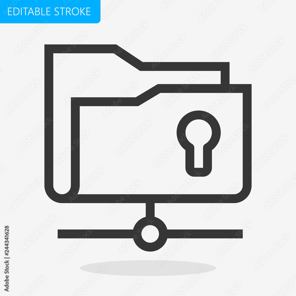 Folder Lock Icon Editable Stroke Pixel Perfect Vector Folder Lock Icon Editable Stroke Pixel Perfect Vector