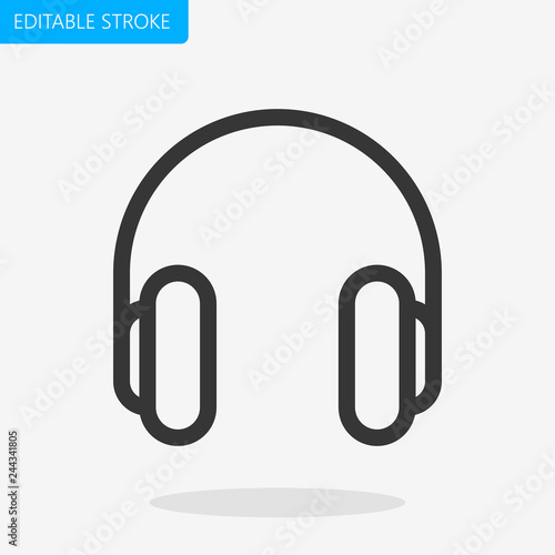 Headphones Editable Stroke Pixel Perfect Icon Vector