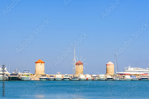 Rhodes Windmills in Rhodes port, Rhodes, Greece