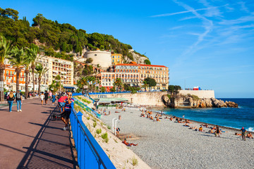 Fotobehang Nice Blue Beach aan de kust van Nice  © saiko3p