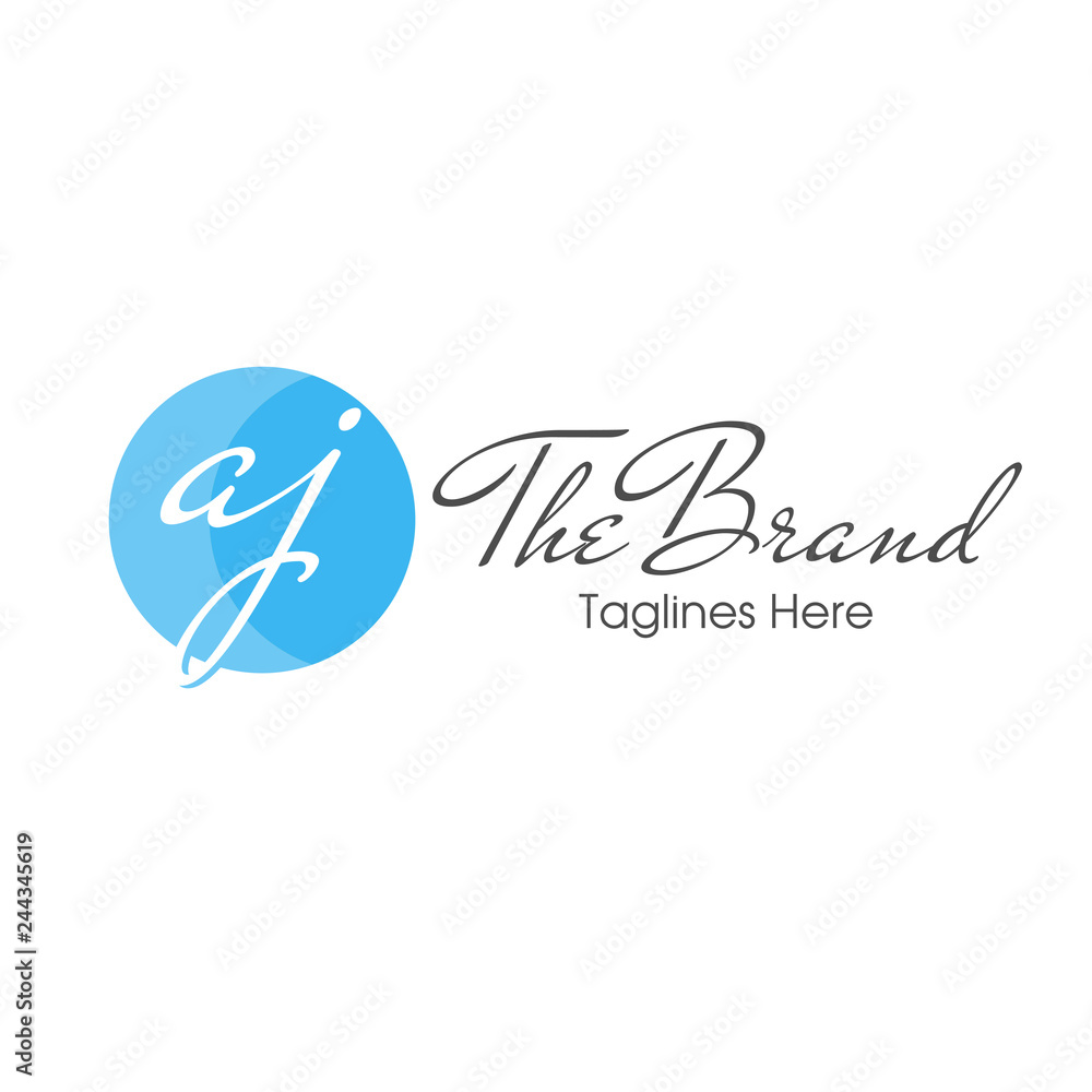 creative letter aj handwritten style logo with circle background vector creative letter aj handwritten style logo with circle background vector