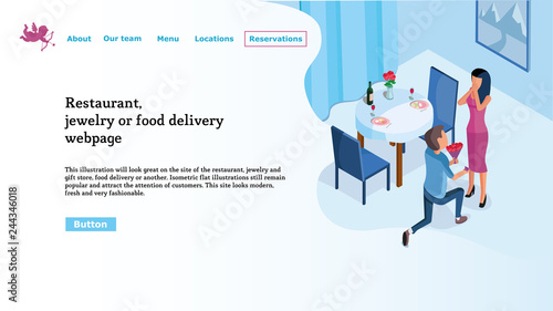 Web page template for restaurant website, food delivery, jewelry store. Easy to edit and customize.