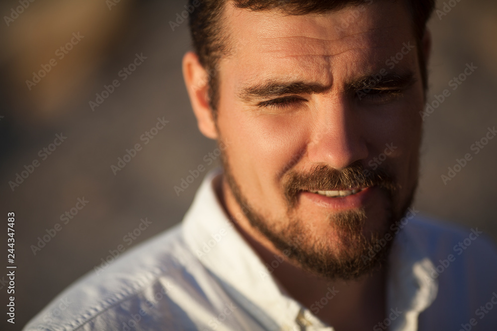 man closeup with beard and mustache man closeup with beard and mustache