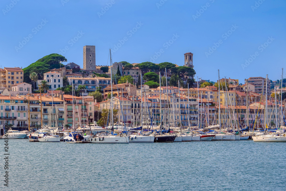 Yachts in port of Cannes, Cote dAzur, French, Riviera, South of France, Europe