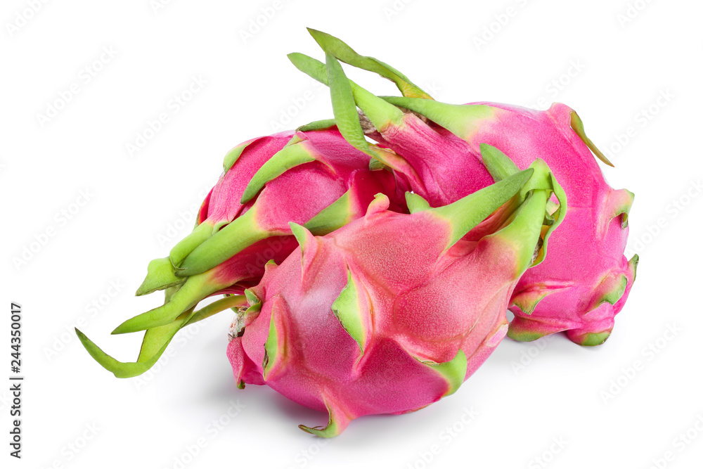 Ripe Dragon fruit, Pitaya or Pitahaya isolated on white background, fruit healthy concept Ripe Dragon fruit, Pitaya or Pitahaya isolated on white background, fruit healthy concept