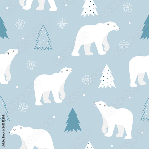 seamless pattern of cute polar bear.