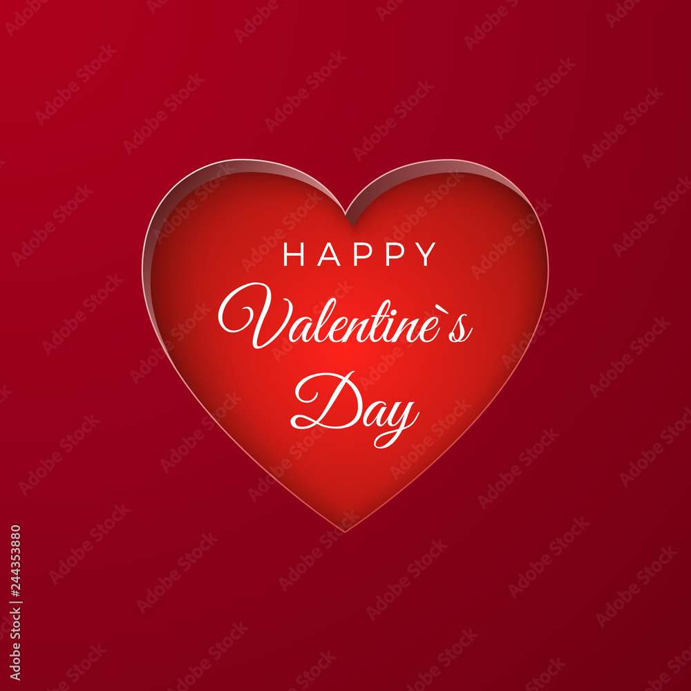 Happy Valentine`s Day greeting card background. Heart shape. Vector illustration
