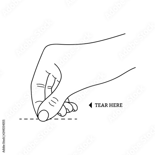 Tear Here Label. Vector.