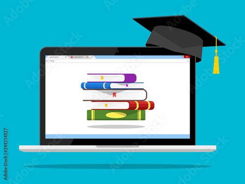 Online education concept, online scholarships concept vector illustration