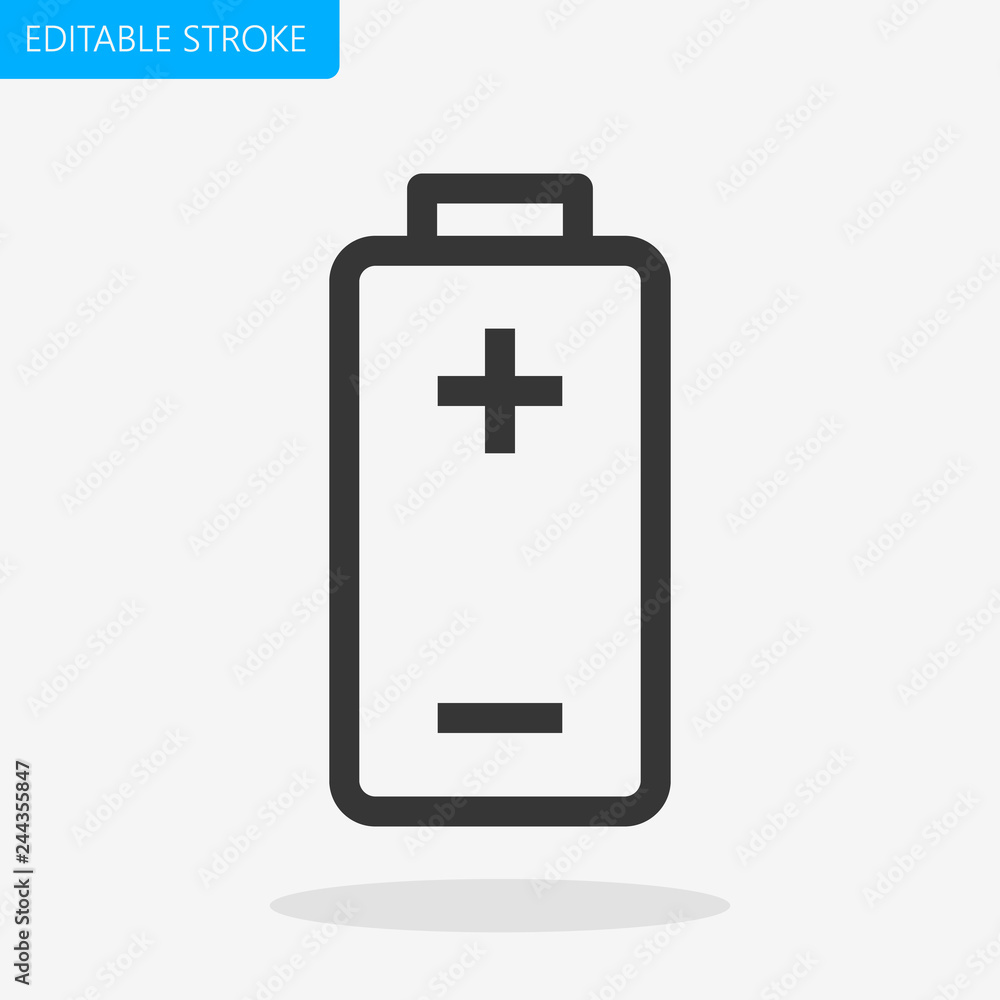 Battery Icon Editable Stroke. Pixel Perfect. - Vector Battery Icon Editable Stroke. Pixel Perfect. - Vector