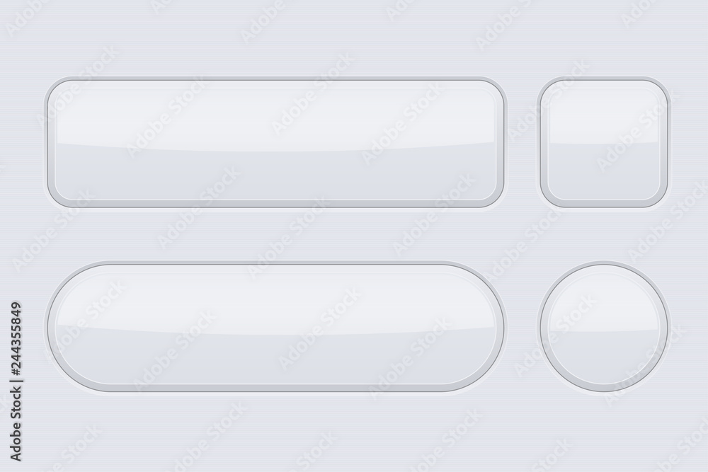 White interface buttons. Blank 3d icons White interface buttons. Blank 3d icons