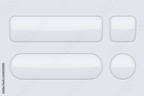 White interface buttons. Blank 3d icons