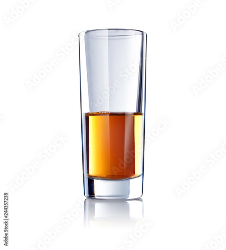a glass of whiskey isolated on white