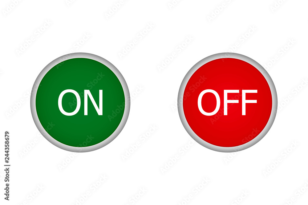 Red and green button. On and off button set Red and green button. On and off button set