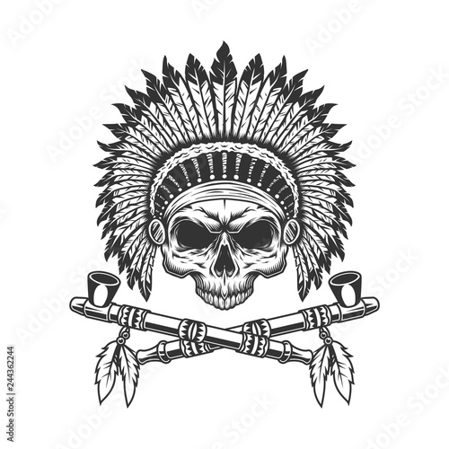 Vintage indian chief skull without jaw