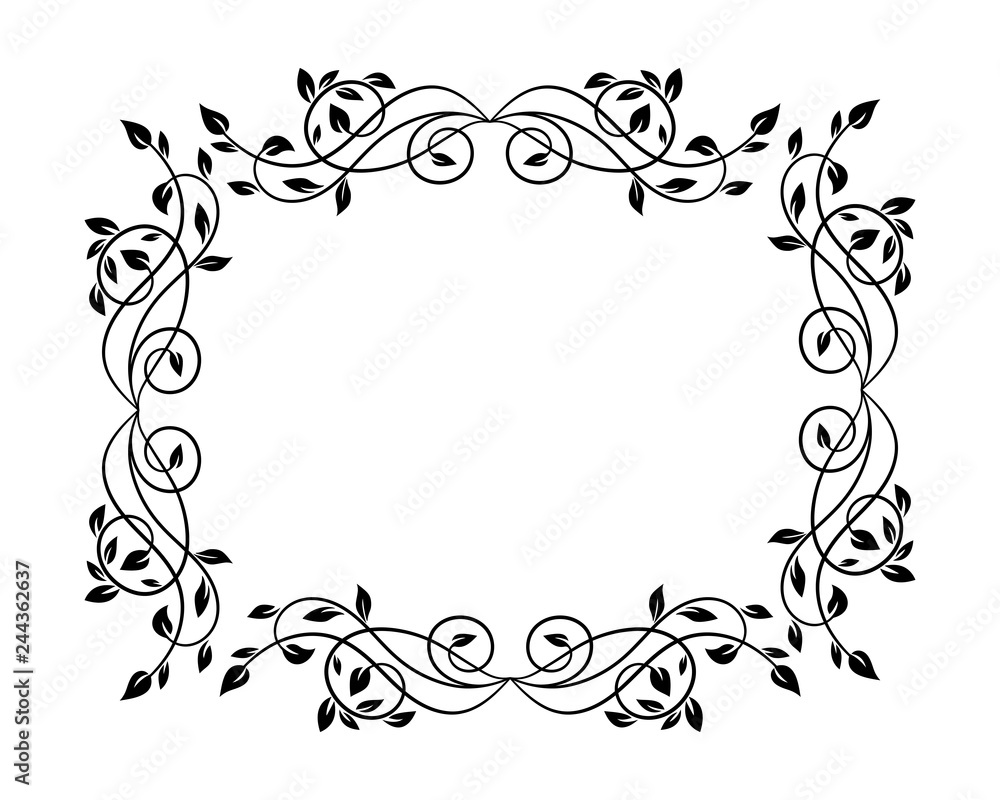 Floral empty frame vintage style. Can be used for greeting, message, announcement and other design