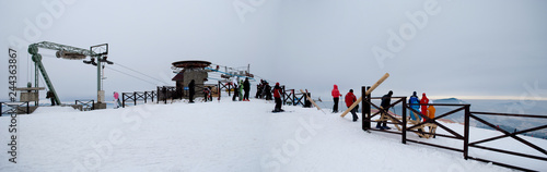 Winter ski resort in the mountains