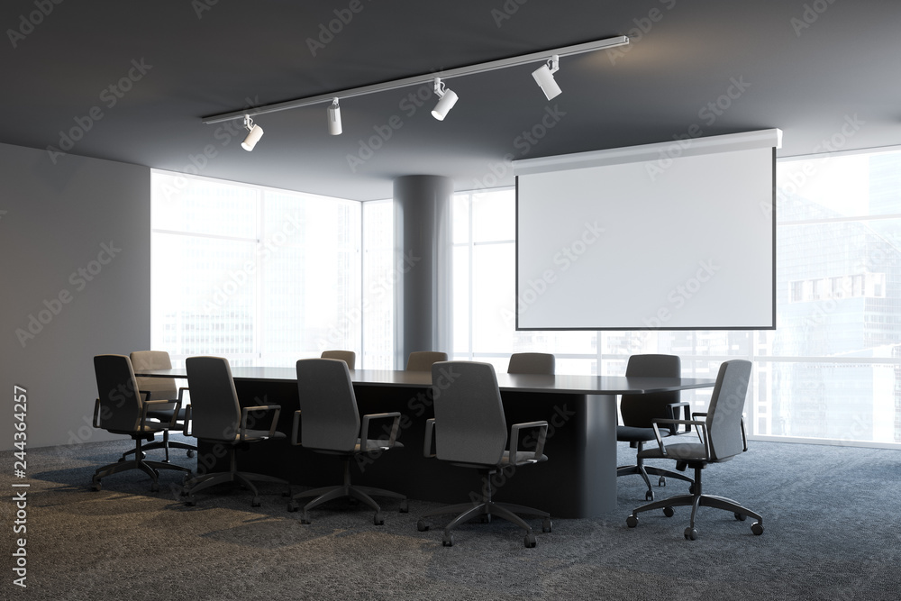 Gray office meeting room interior Gray office meeting room interior